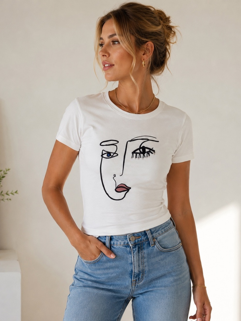Soaked in Luxury Organic Cotton Abstract Face Graphic Tee